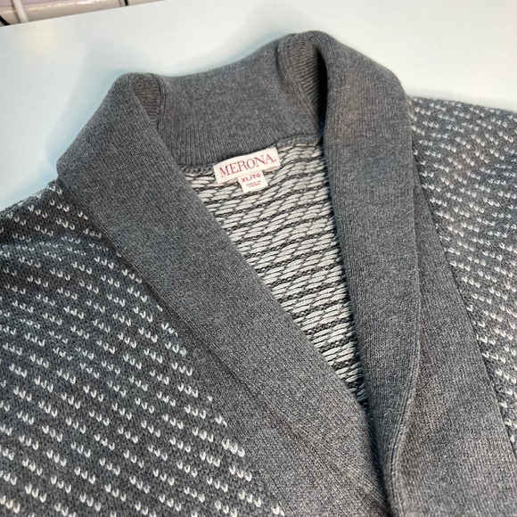 Merona Women's Sweater Button Down Grey/White Long Sleeves Cardigan Size XL - Picture 6 of 16